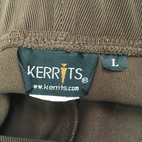 KERRITS Pull On Brown Ribbed Leather Suede Insert Equestrian Breeches Pant - Picture 2 of 15